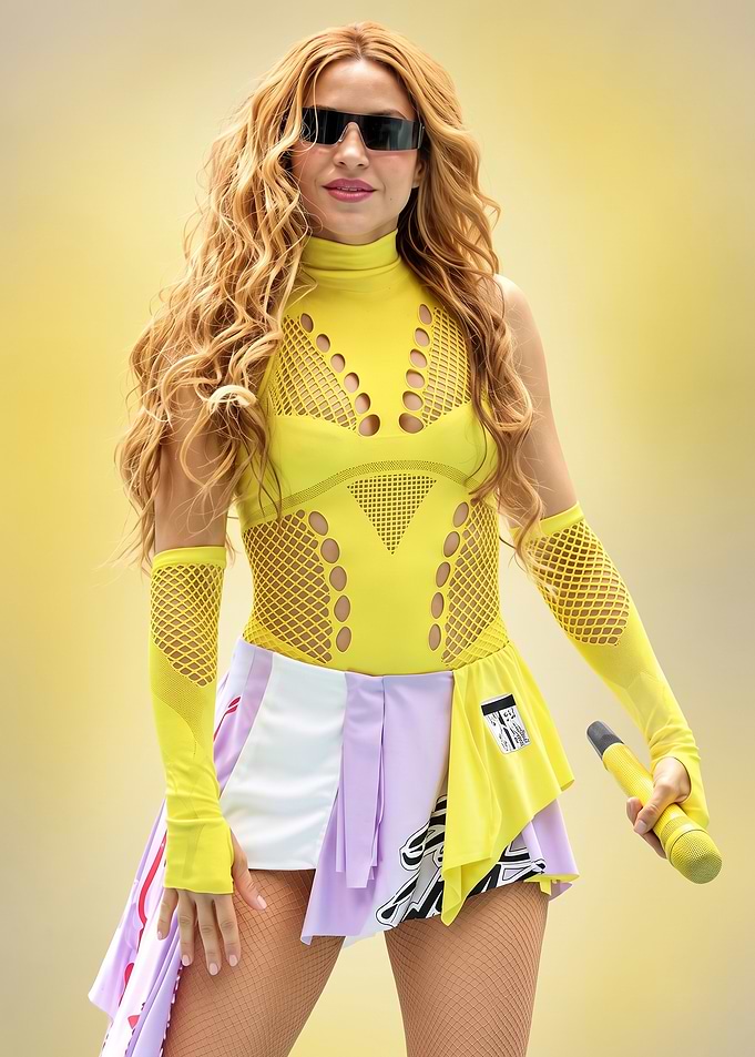 Shakira in Yellow Performance Outfit