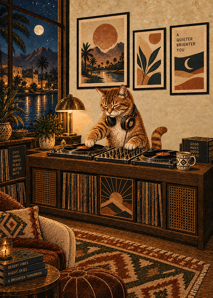 Desert Sunset Feline DJ Vibes