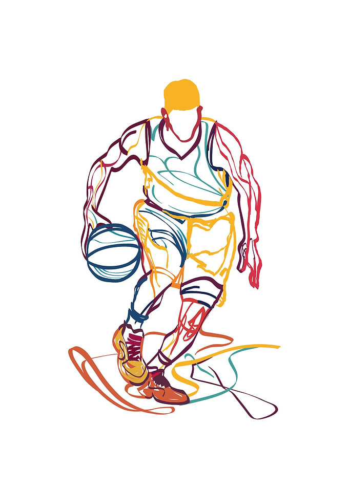 Abstract Line Art Basketball Player