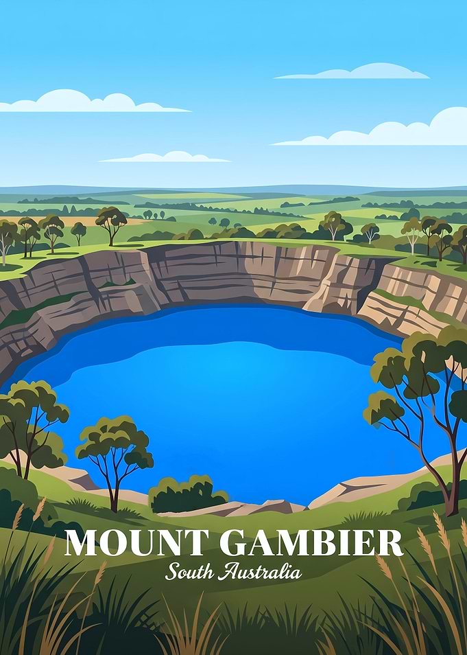 Mount Gambier Blue Lake Travel Poster