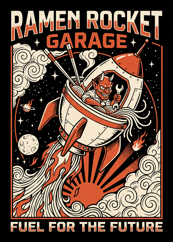 Ramen Rocket Garage Graphic Design