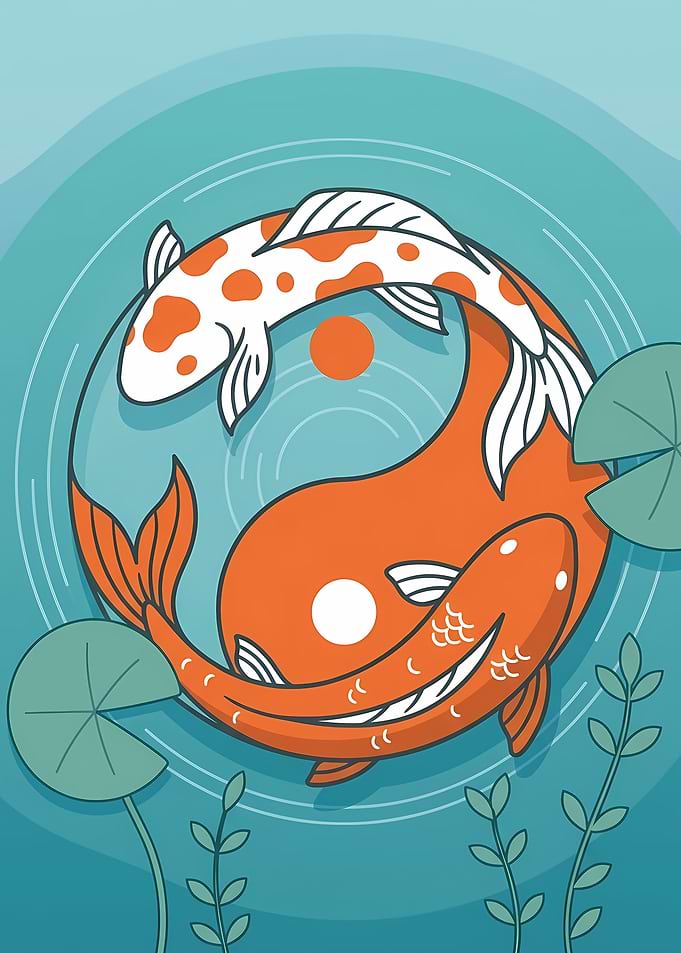 Koi Fish Yin Yang Illustration