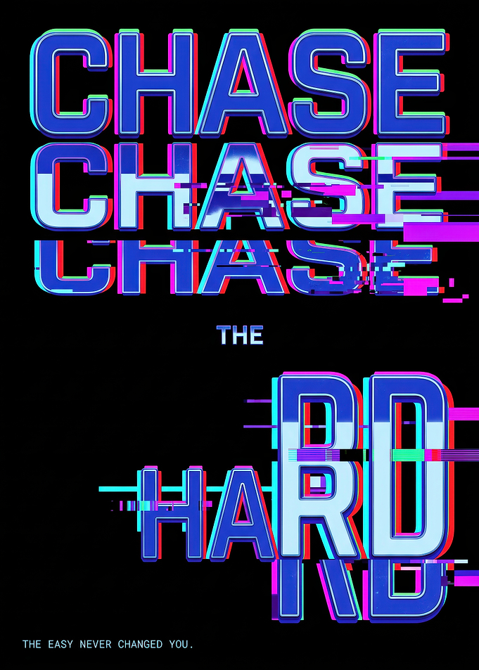 Chase The Hard Glitch Typography Poster