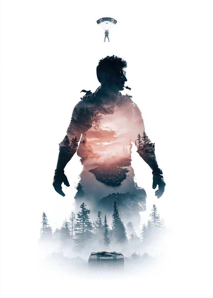 Battle Royale Soldier Double Exposure Art