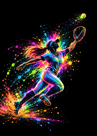 Neon Outfield Leap Catch