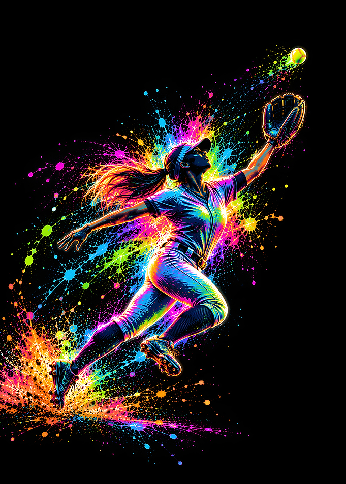 Neon Outfield Leap Catch