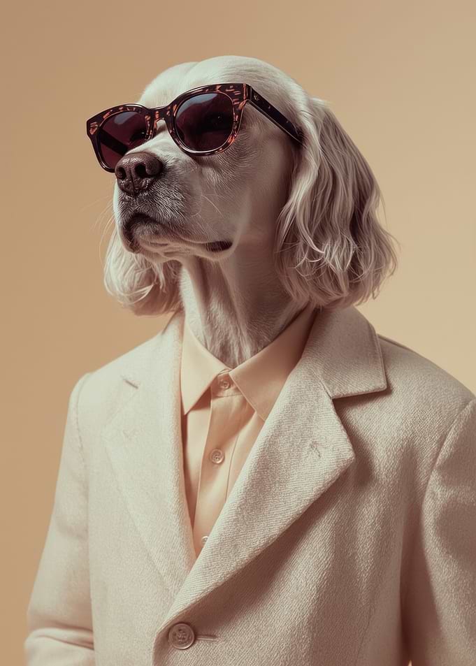 Stylish Cocker Dog in Beige Suit