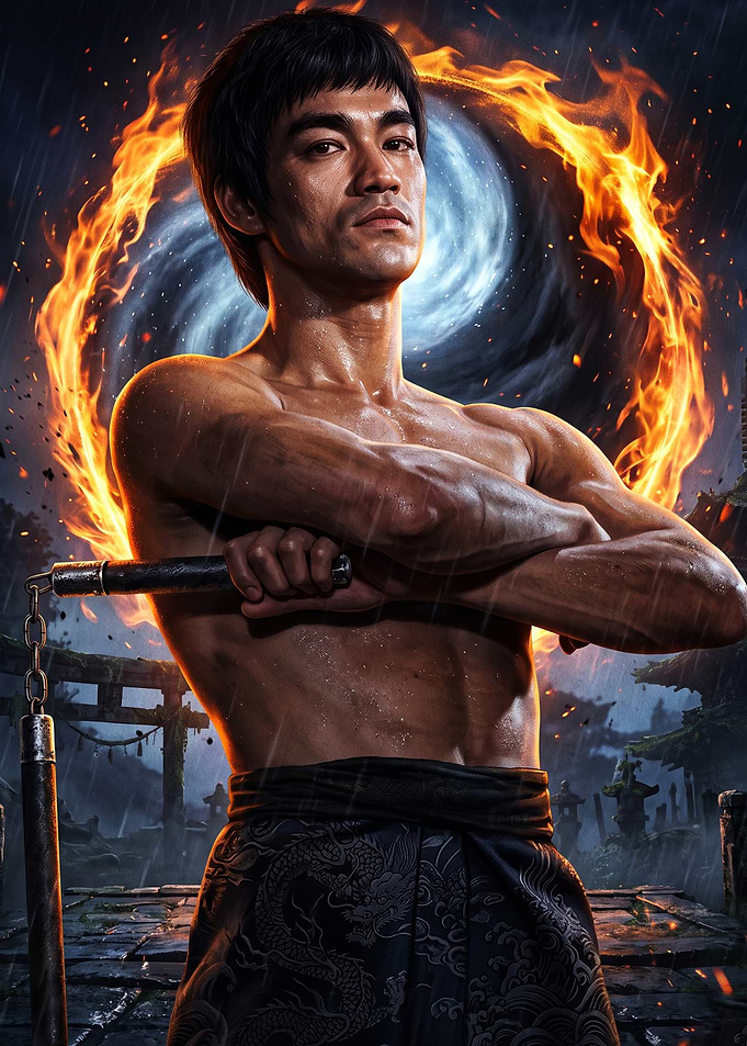 Martial Arts Master Fire Art Poster