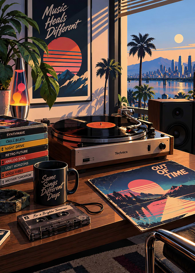 Retro Synthwave Music Room Aesthetic