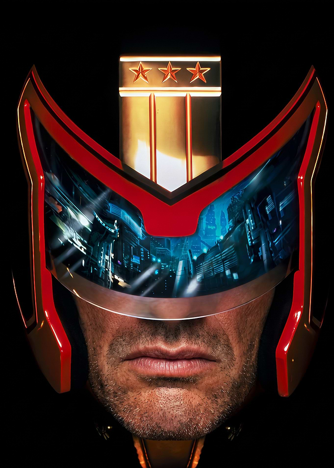 Judge Dredd Helmet Close-up Portrait