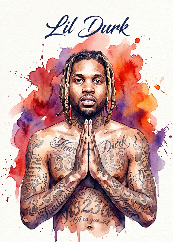 Lil Durk Watercolor Portrait