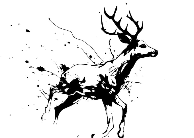 Ink Splatter Running Deer Illustration