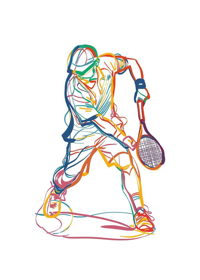 Colorful Abstract Tennis Player Sketch