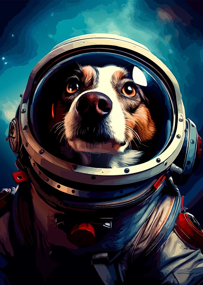 Astronaut Dog in Space
