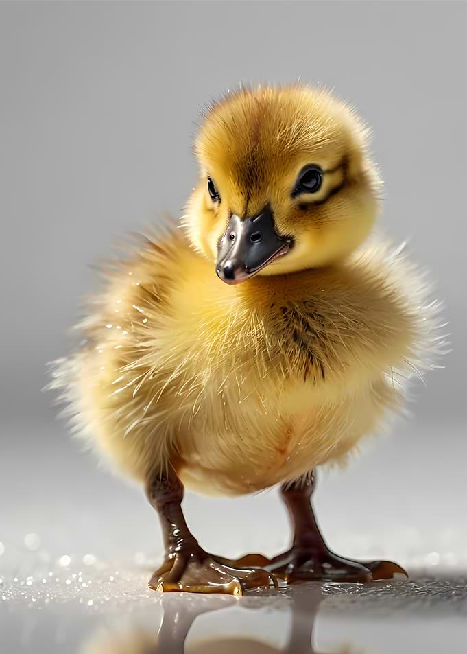 Fluffy Yellow Duckling Portrait