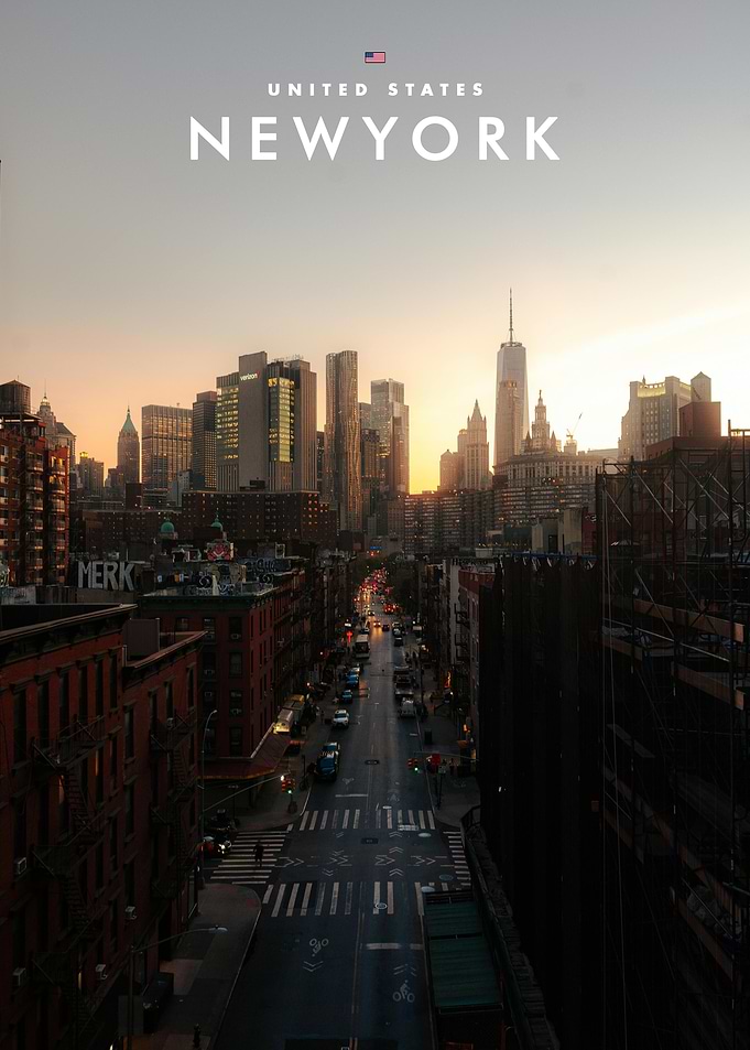New York City Skyline Sunset View