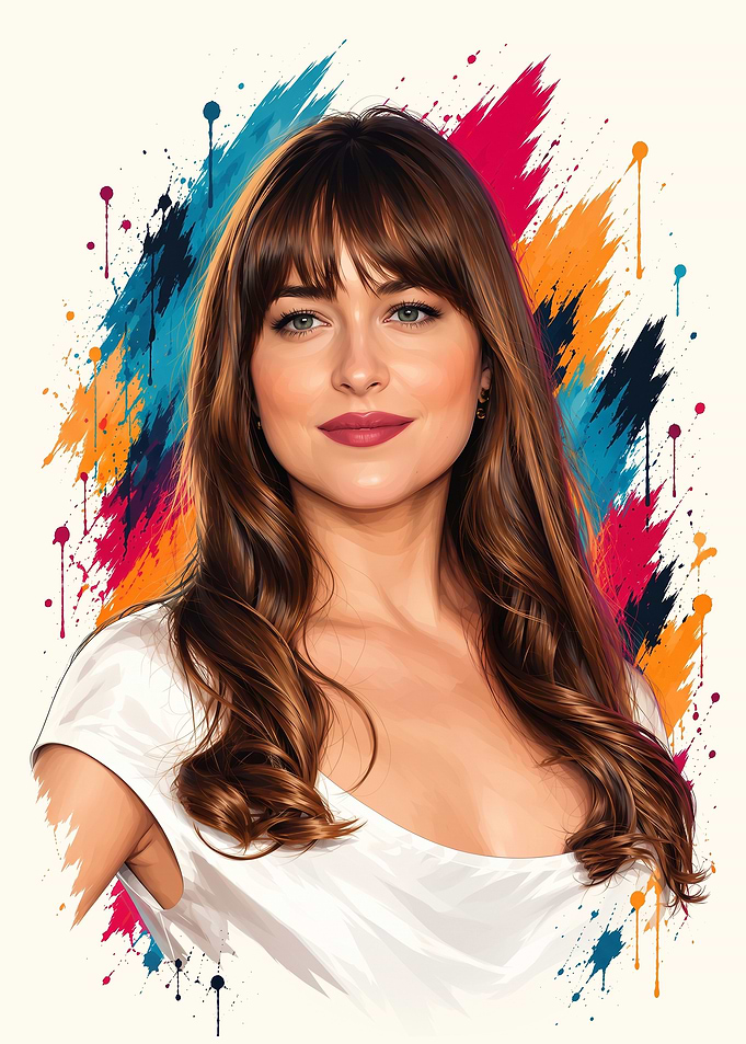 Dakota Johnson Colorful Portrait Art