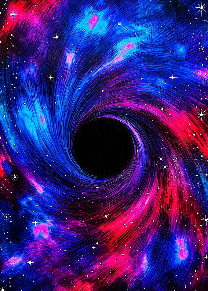 Vibrant Swirling Black Hole Galaxy