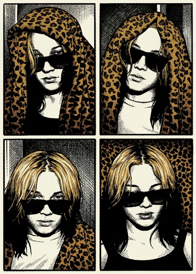 Four Panel Leopard Print Portrait
