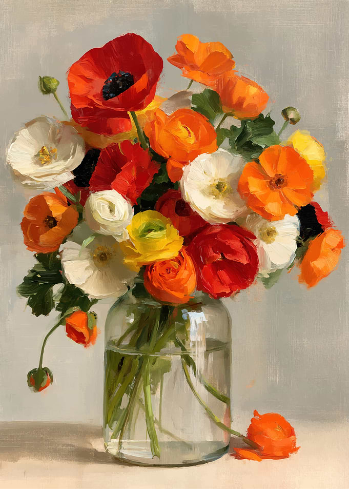 Vibrant Poppy and Ranunculus Bouquet