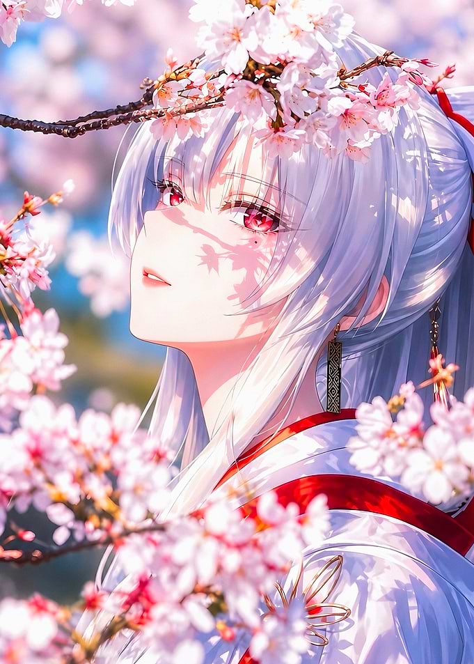 Anime Girl Amidst Cherry Blossoms