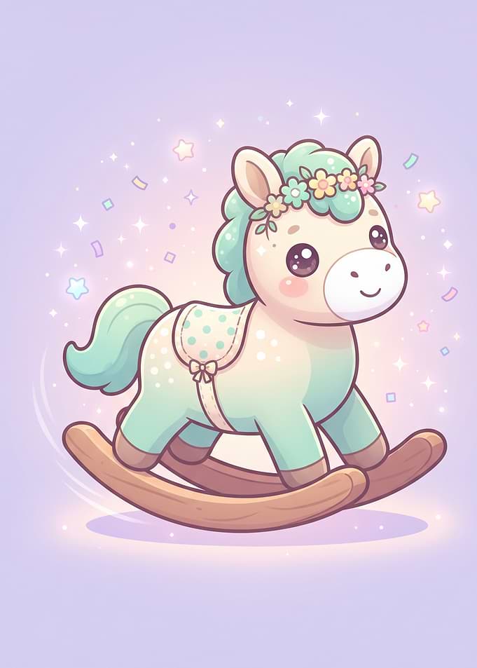 Cute Pastel Rocking Horse Illustration