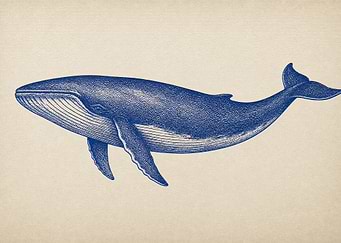 Vintage Style Blue Whale Illustration