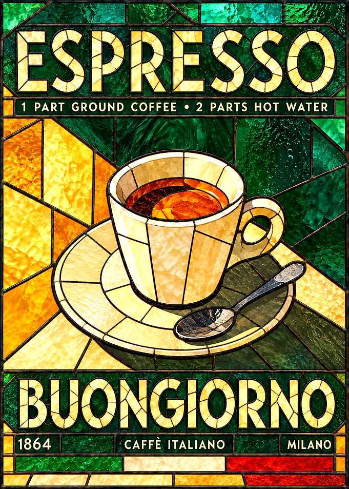 Stained Glass Espresso Coffee Poster