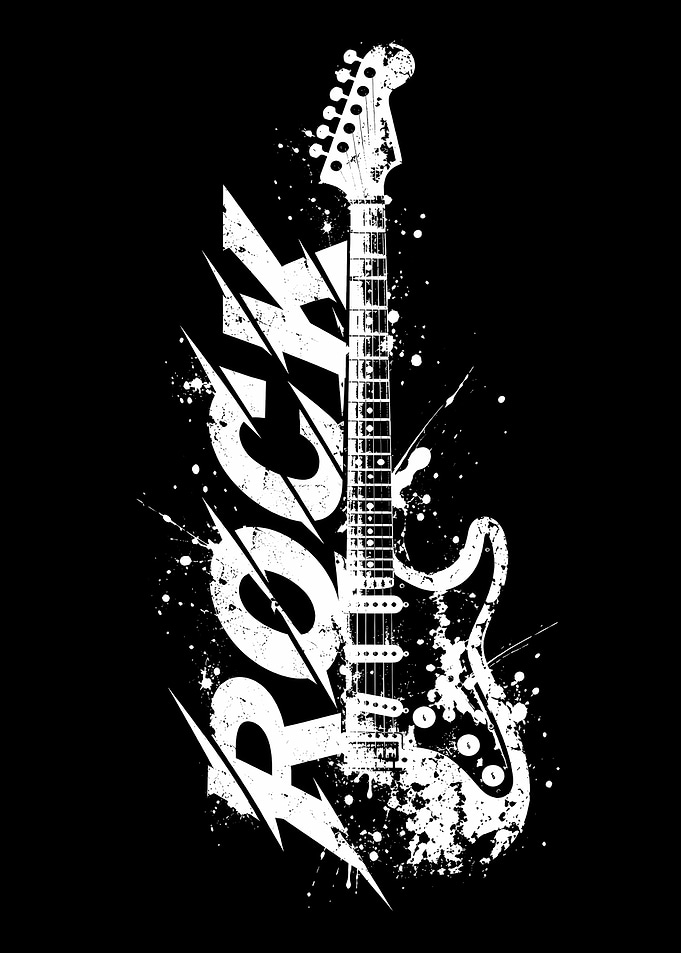 Grunge Rock Guitar Typography Design