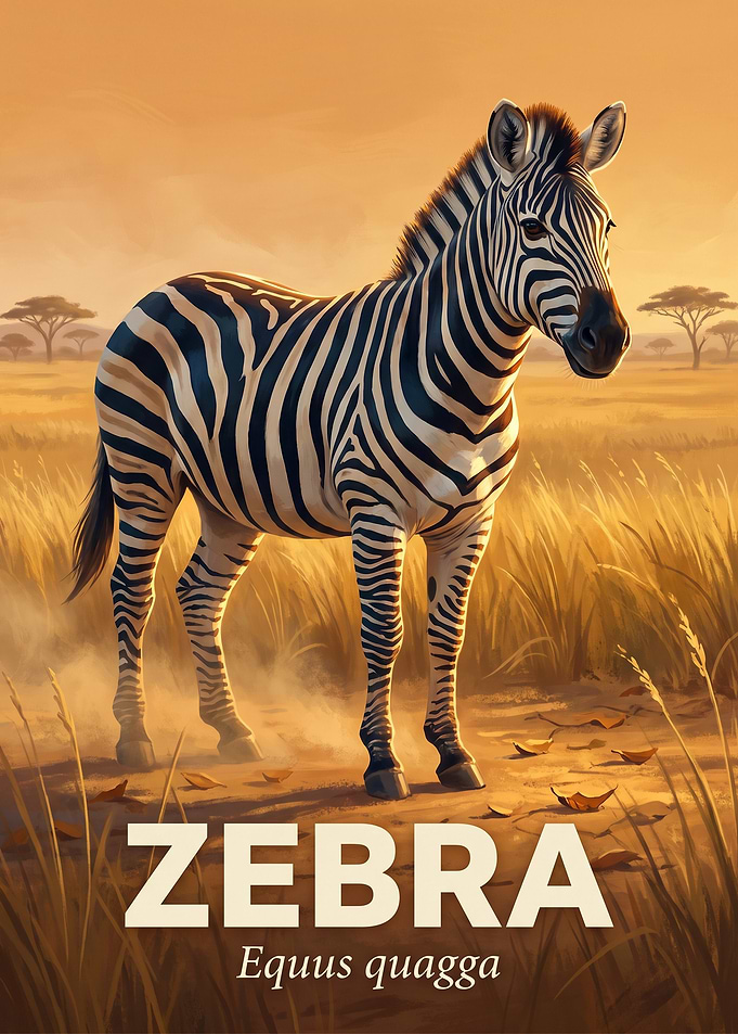Zebra in African Savanna Poster