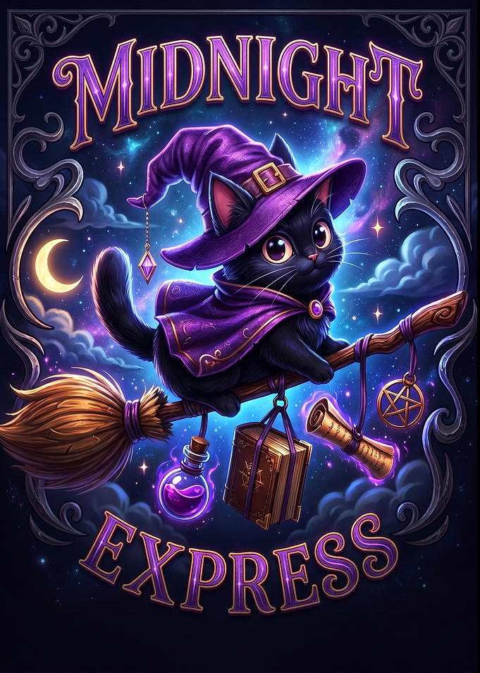 Midnight Express Witch Cat