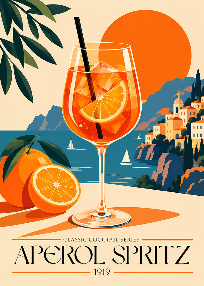 Aperol Spritz Vintage Travel Poster