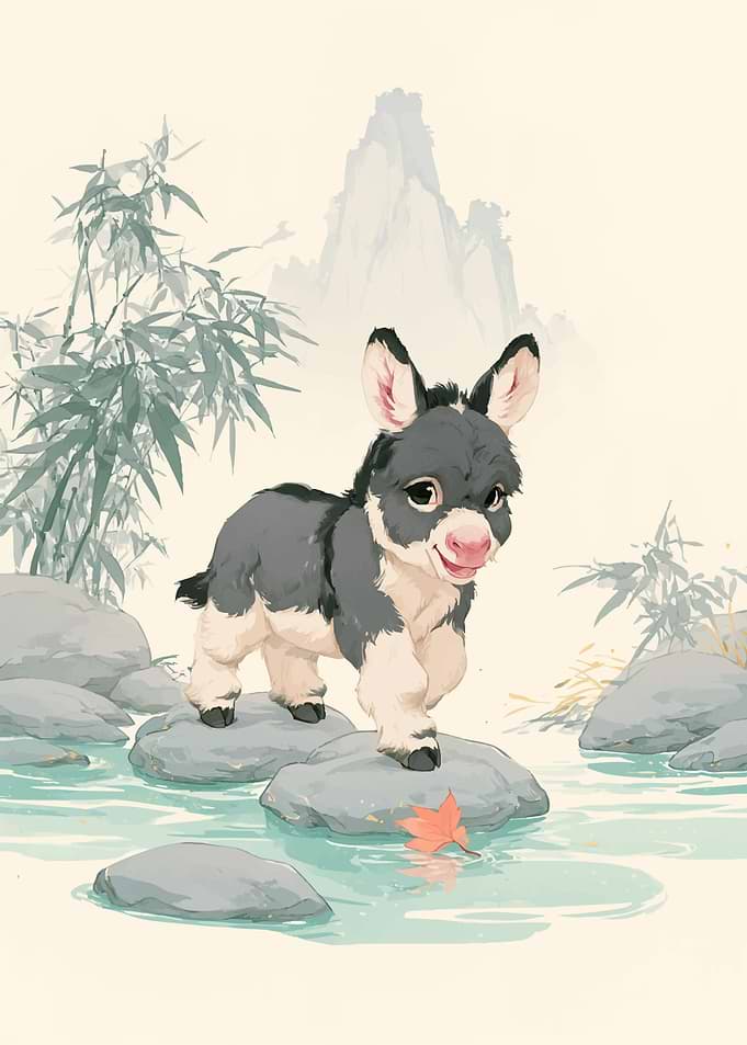 Cute Baby Donkey in Nature