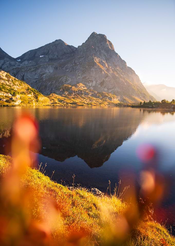 Golden Hour Mountain Lake Reflection