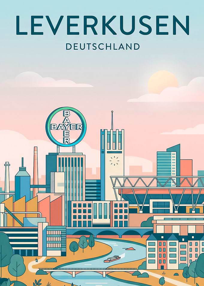 Leverkusen Germany Cityscape Travel Poster