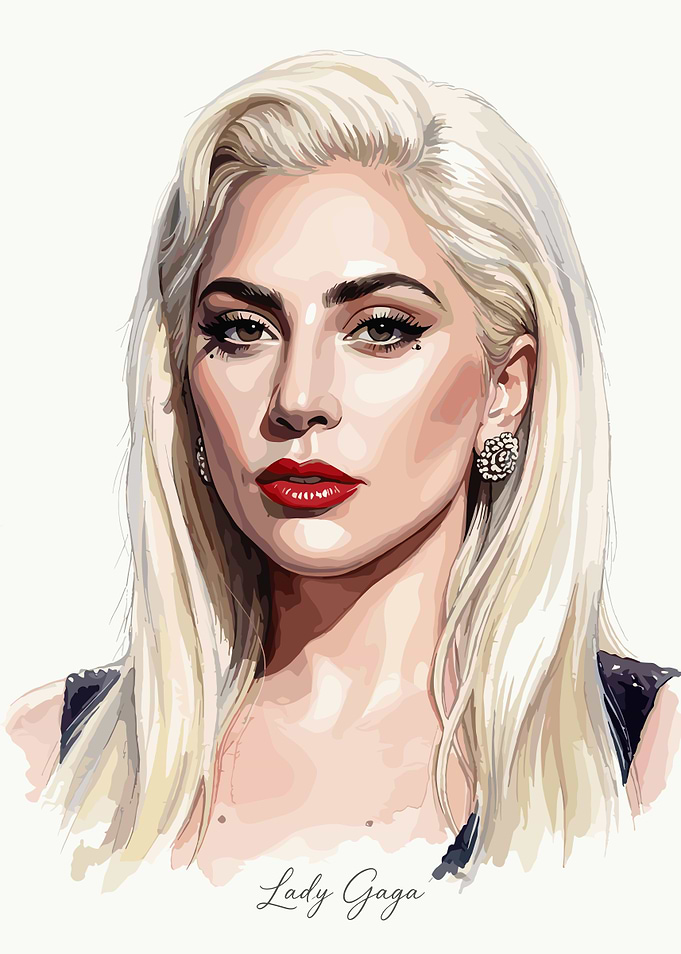 Lady Gaga Digital Portrait Illustration