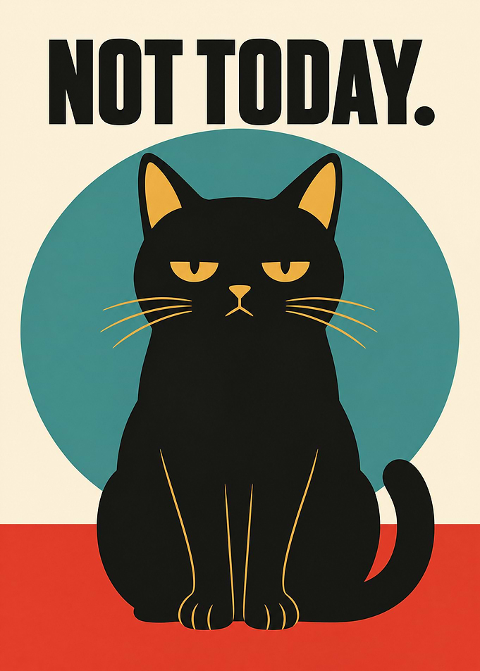Not Today Grumpy Black Cat
