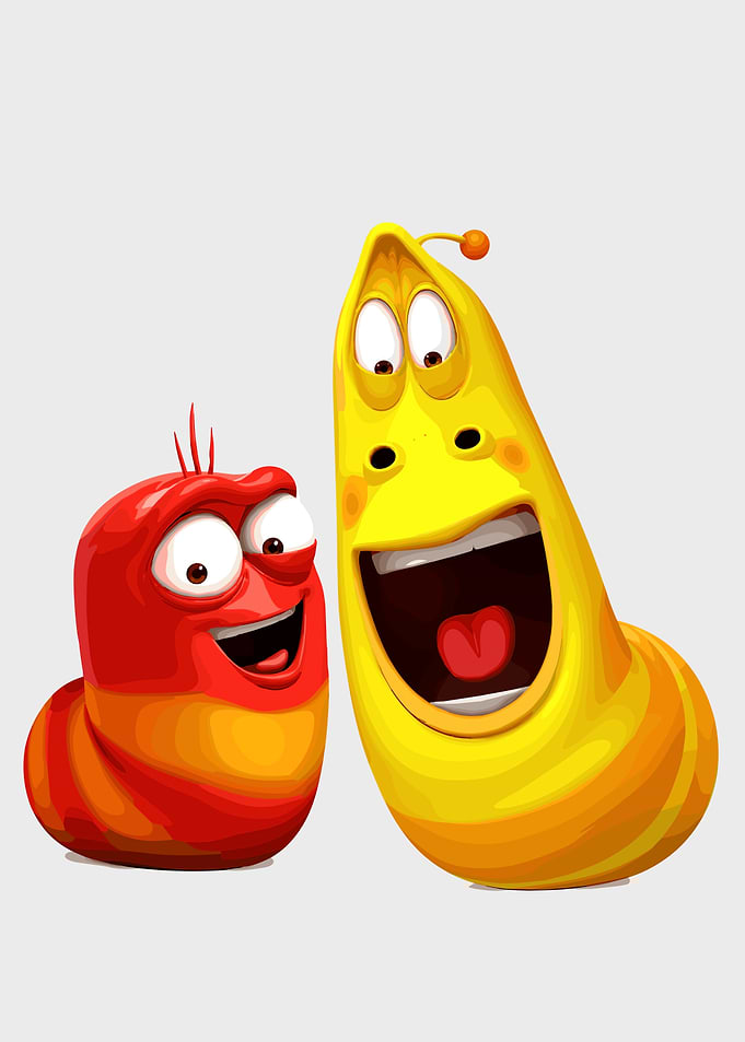 Larva Cartoon Characters Red and Yellow