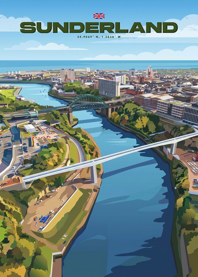 Sunderland Cityscape Travel Poster