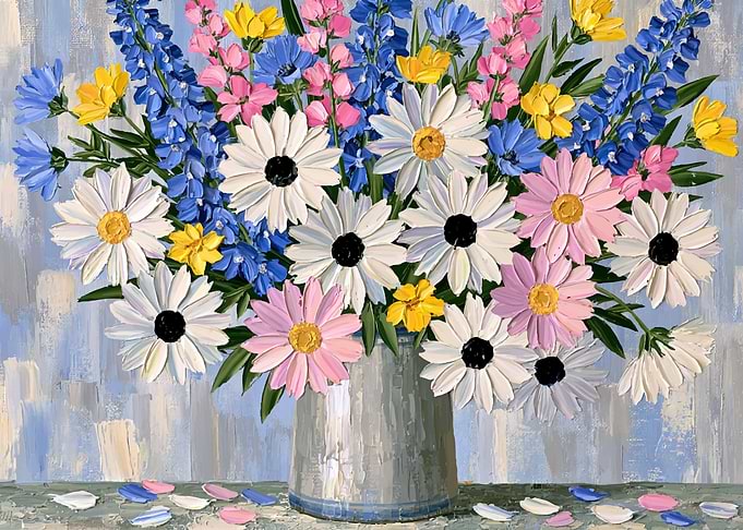 Impressionist Floral Bouquet in Vase