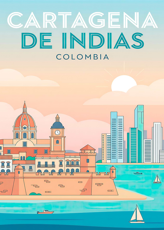 Cartagena de Indias Colombia Travel Poster