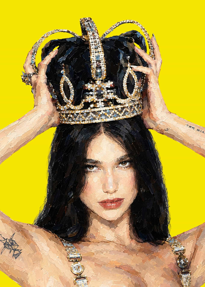 Dua Lipa Portrait with Crown