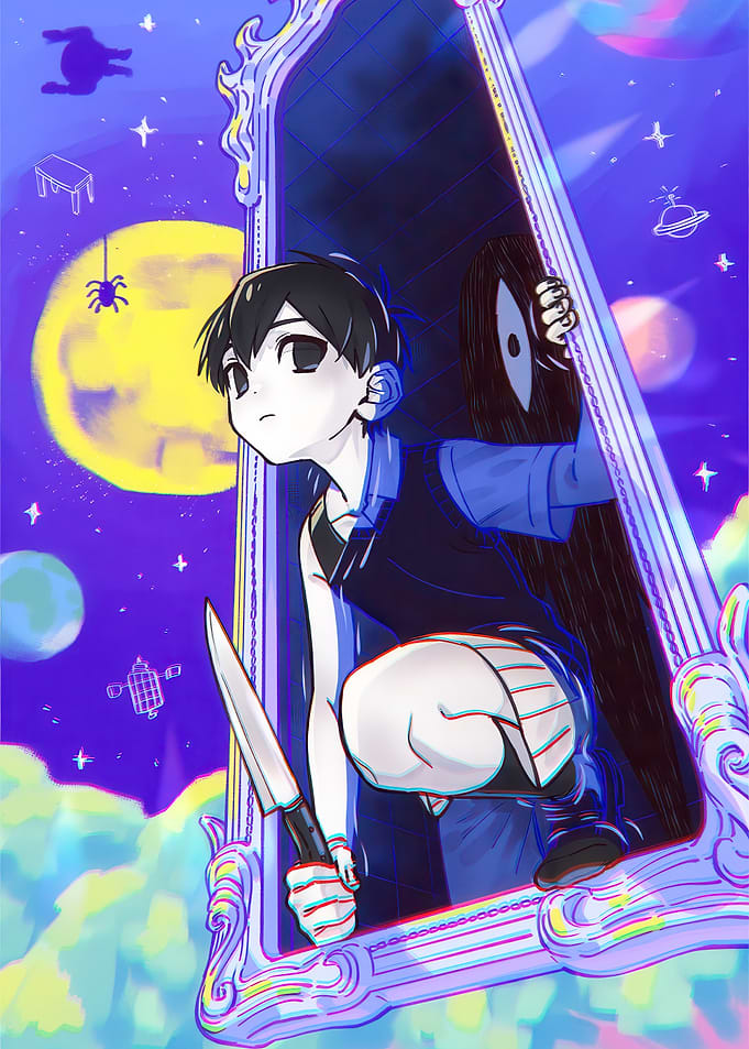 Omori Character Stepping Through Mirror