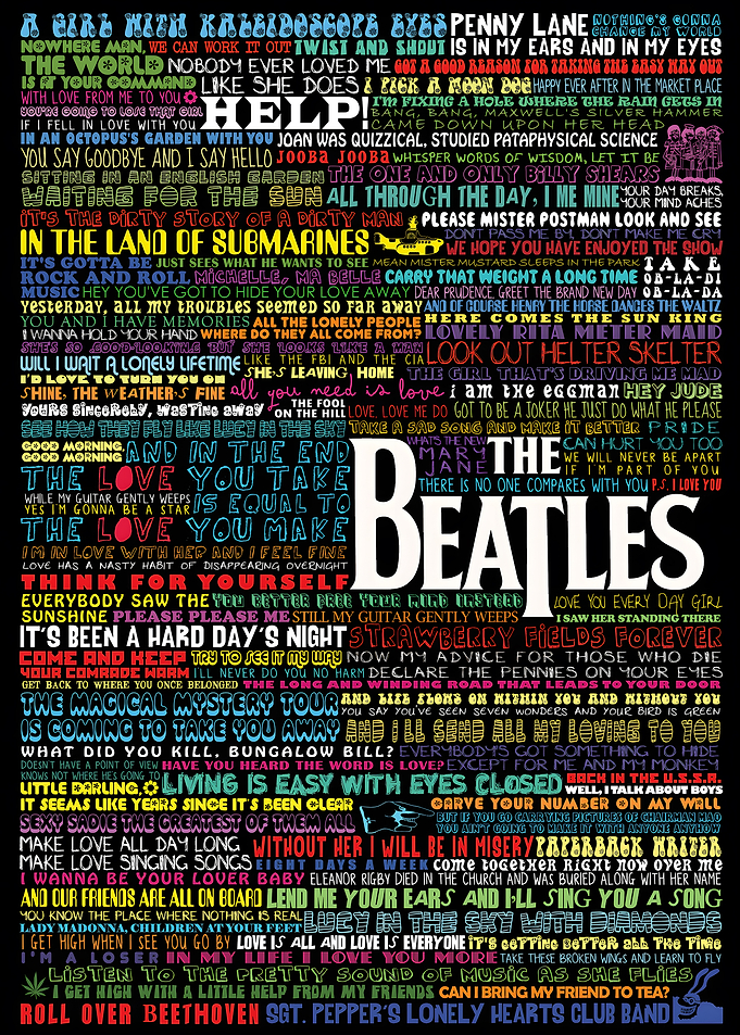 The Beatles Lyrics Typography Poster