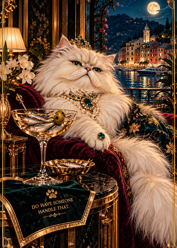 Regal Persian Cat Dining in Luxury