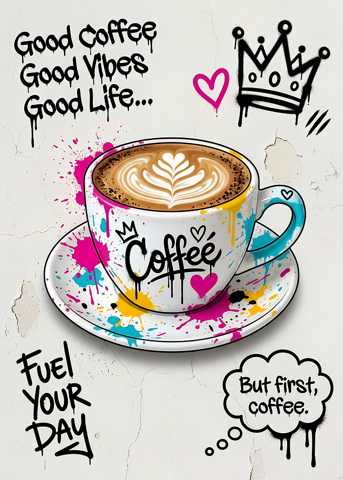 Graffiti Style Coffee Art Poster