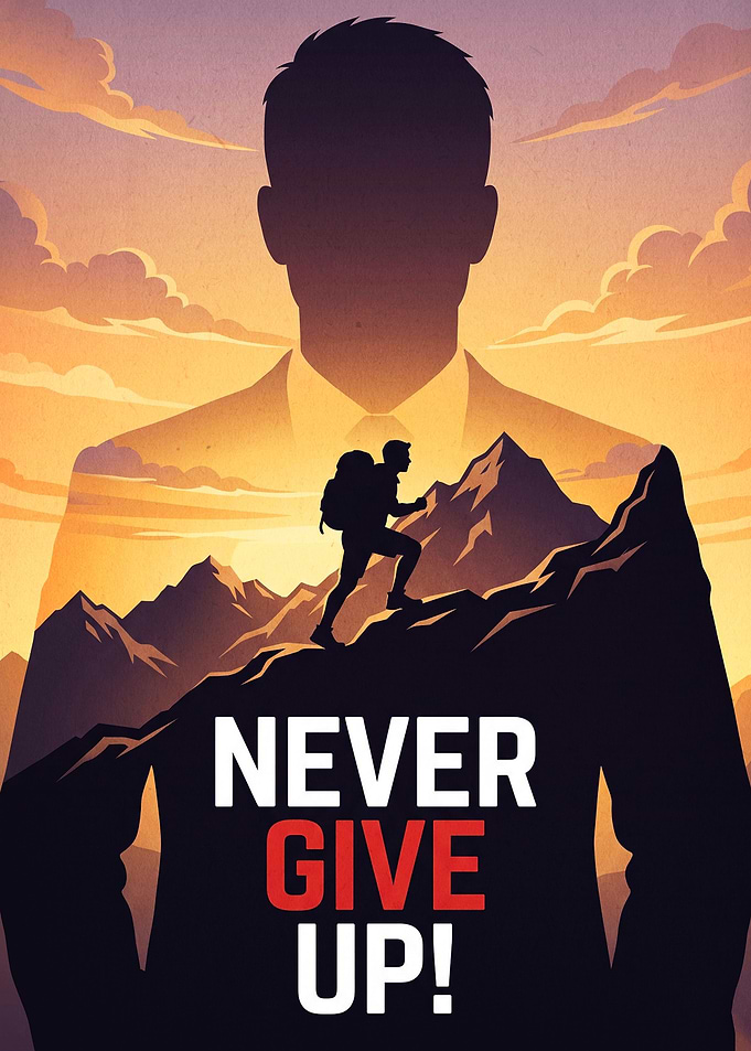 Motivation Hike Sunset Art Poster