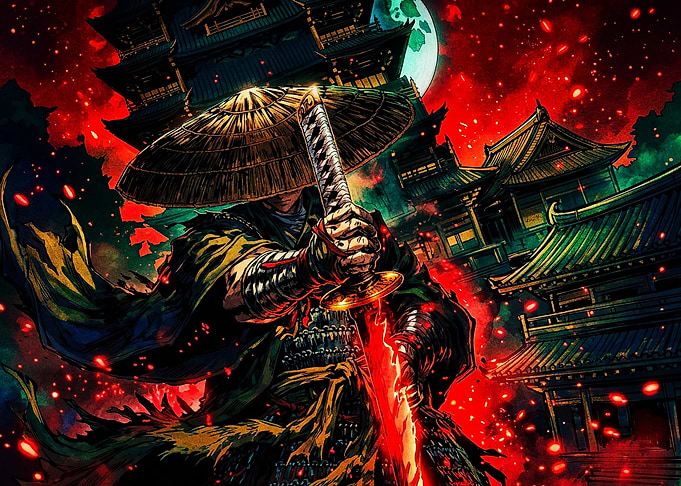Samurai Warrior with Glowing Katana