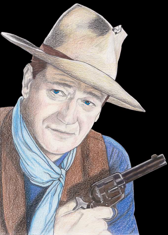 John Wayne Cowboy Portrait Drawing