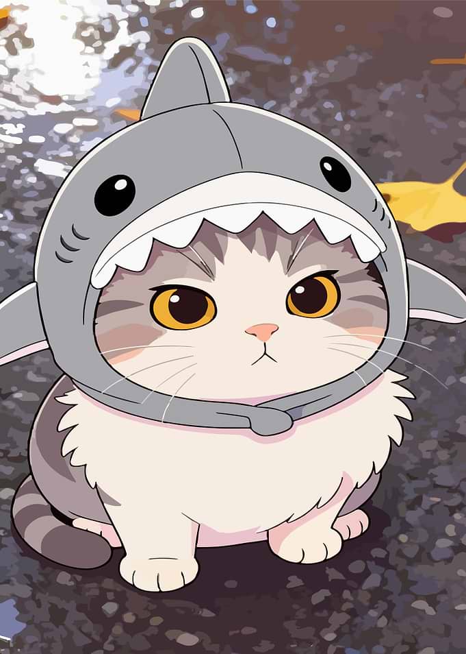 Cute Cat Wearing Shark Costume